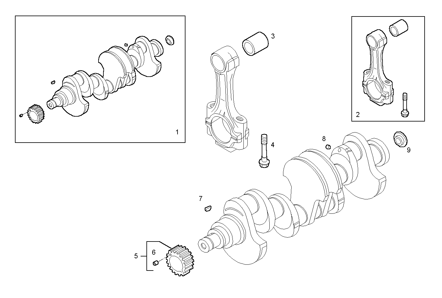 CRANK SHAFT - CONNECTING RODS parts diagram