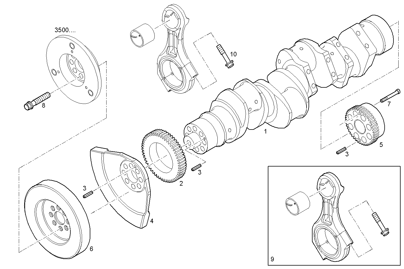 CRANK SHAFT - CONNECTING RODS parts diagram