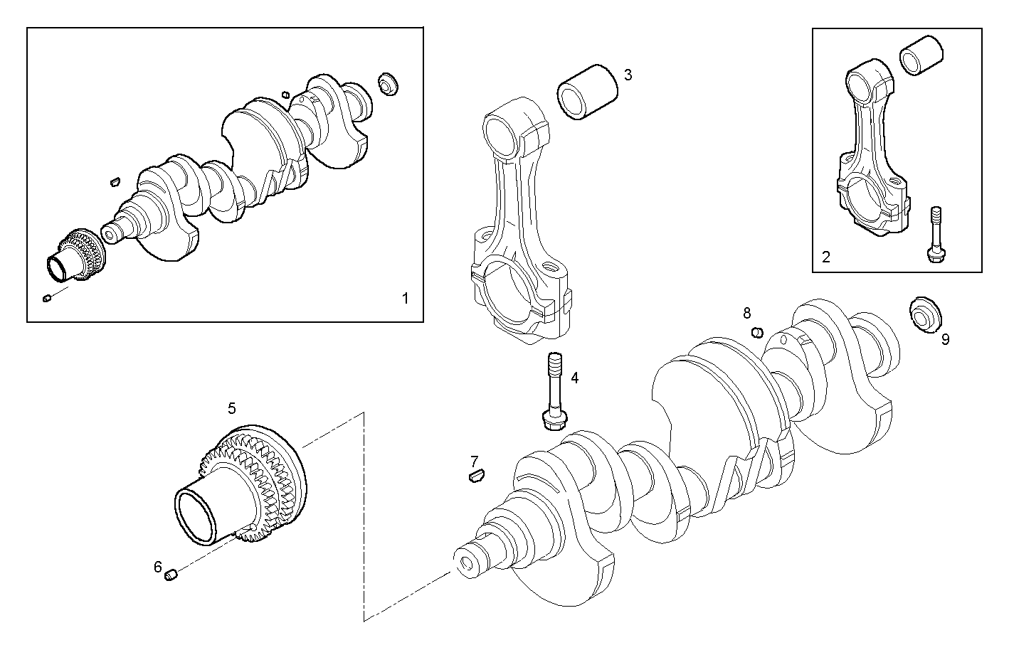 CRANK SHAFT - CONNECTING RODS parts diagram