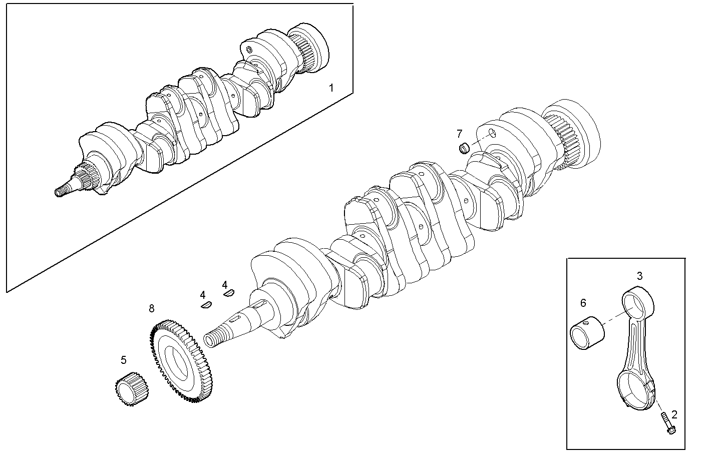 CRANK SHAFT - CONNECTING RODS parts diagram