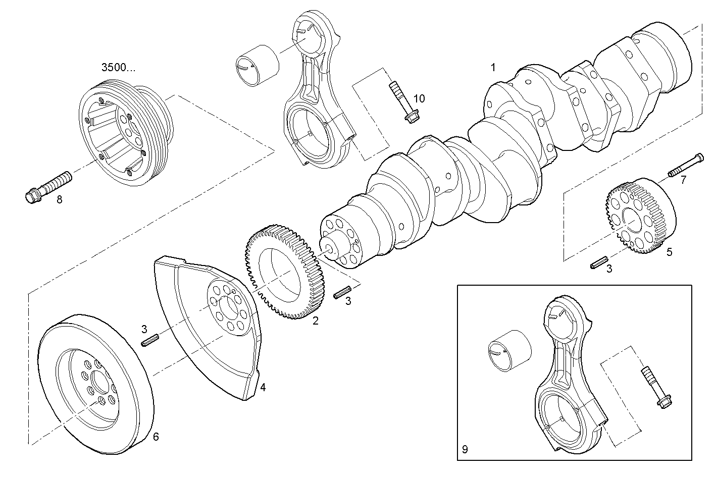 CRANK SHAFT - CONNECTING RODS parts diagram