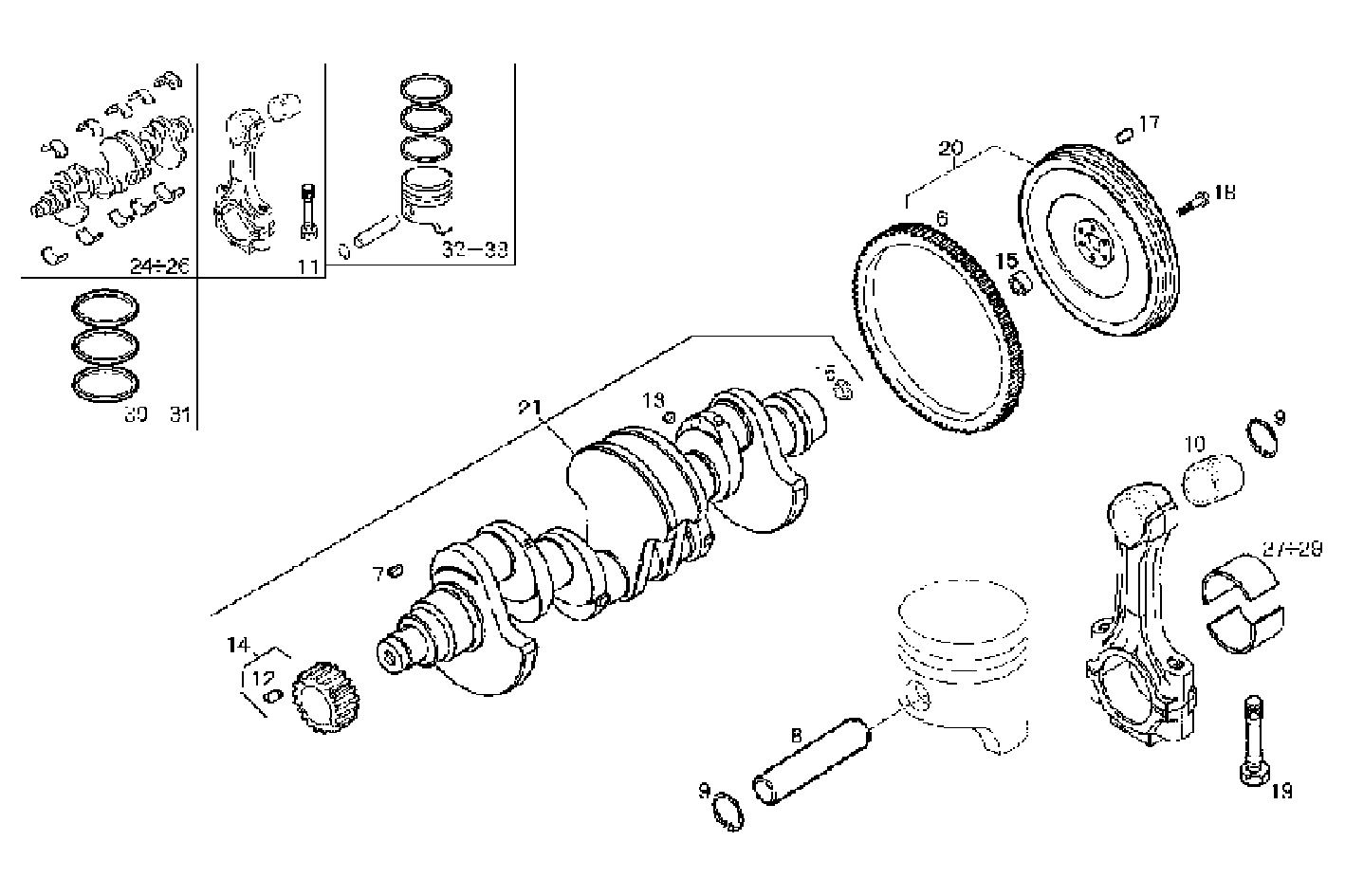 CRANK SHAFT - CONNECTING RODS parts diagram
