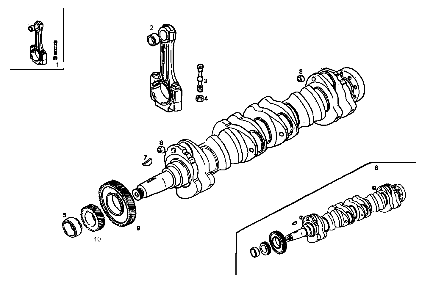 CRANK SHAFT - CONNECTING RODS parts diagram