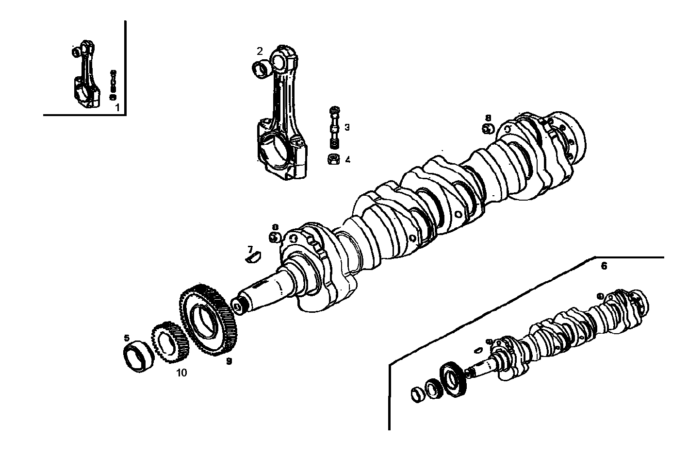 CRANK SHAFT - CONNECTING RODS parts diagram