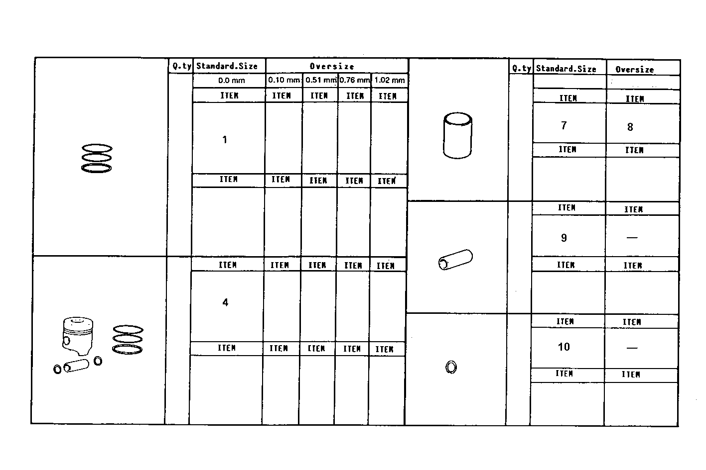 PISTON ASSY - PISTON RINGS - PISTON PIN parts diagram