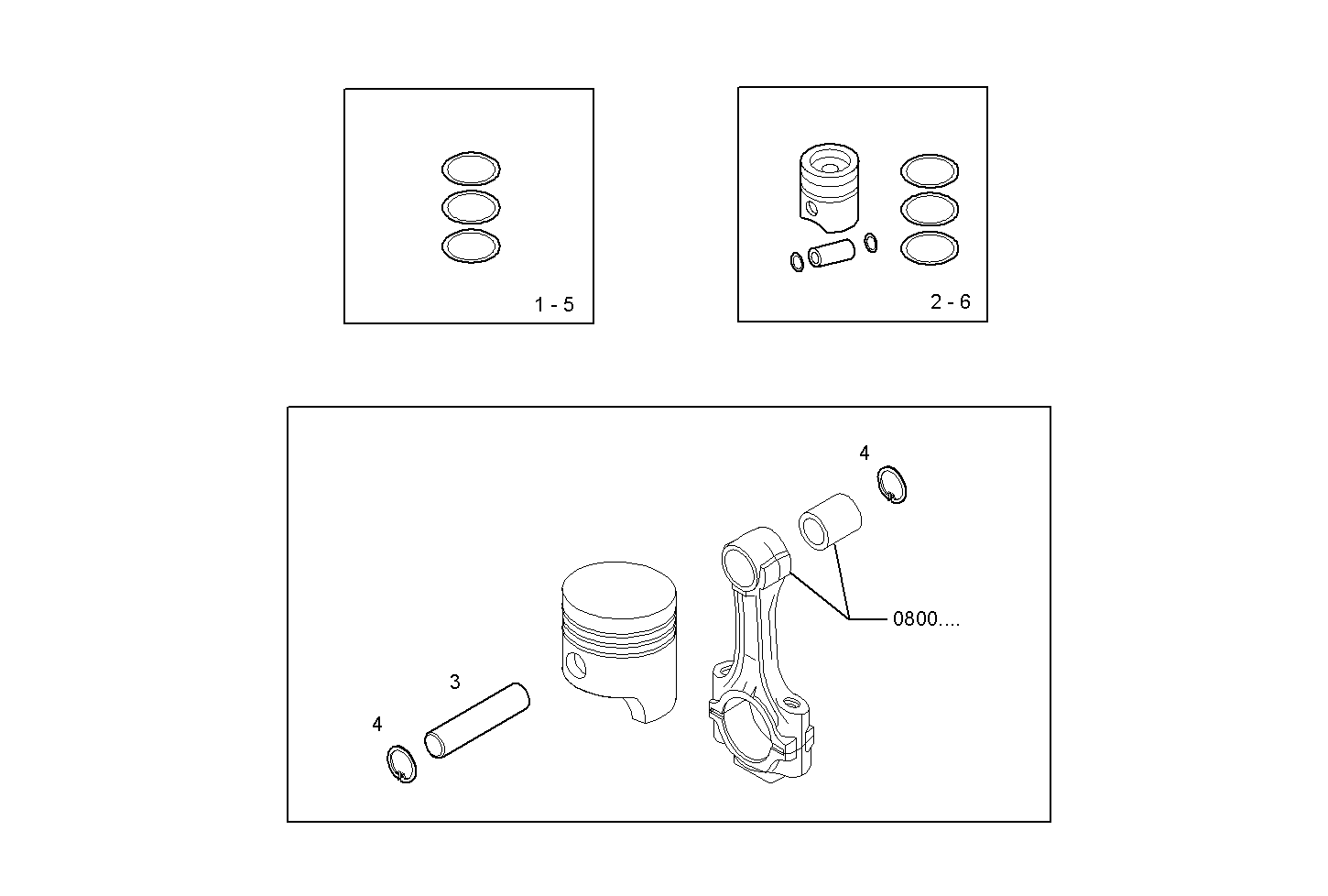 PISTON ASSY - PISTON RINGS - PISTON PIN parts diagram