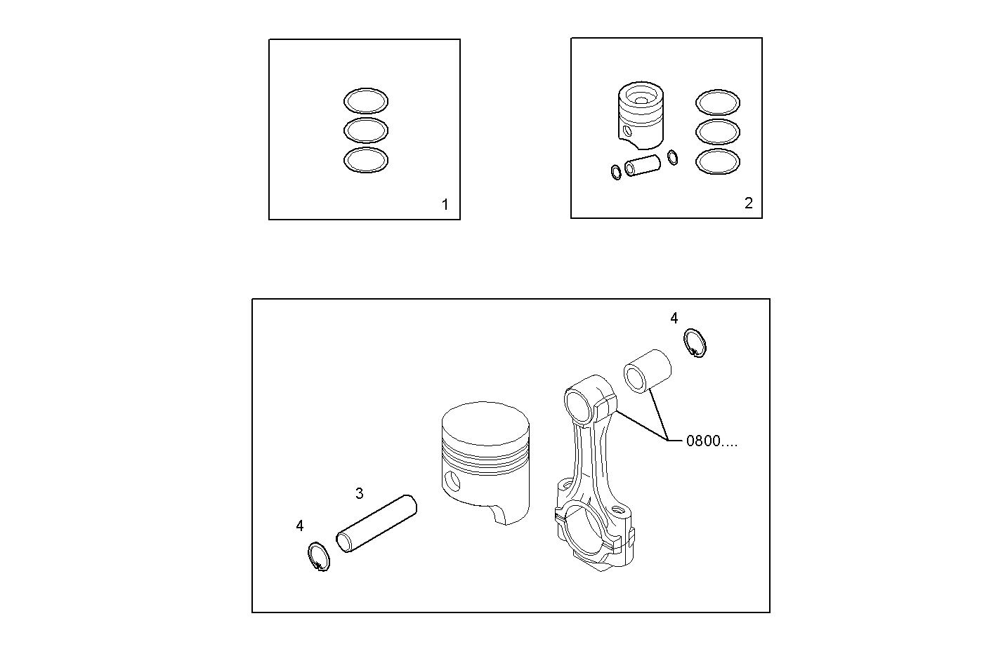PISTON ASSY - PISTON RINGS - PISTON PIN parts diagram