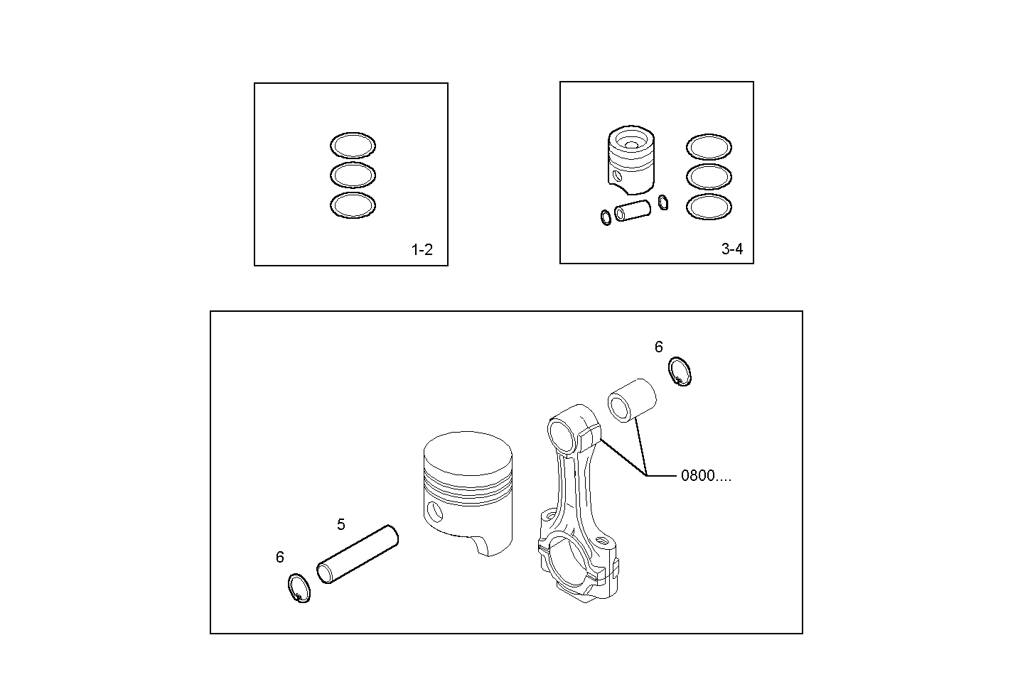 PISTON ASSY - PISTON RINGS - PISTON PIN parts diagram
