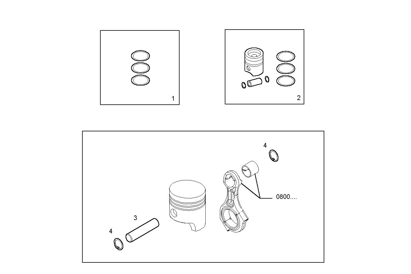 PISTON ASSY - PISTON RINGS - PISTON PIN parts diagram