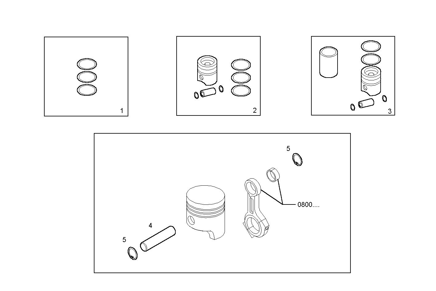 PISTON ASSY - PISTON RINGS - PISTON PIN parts diagram