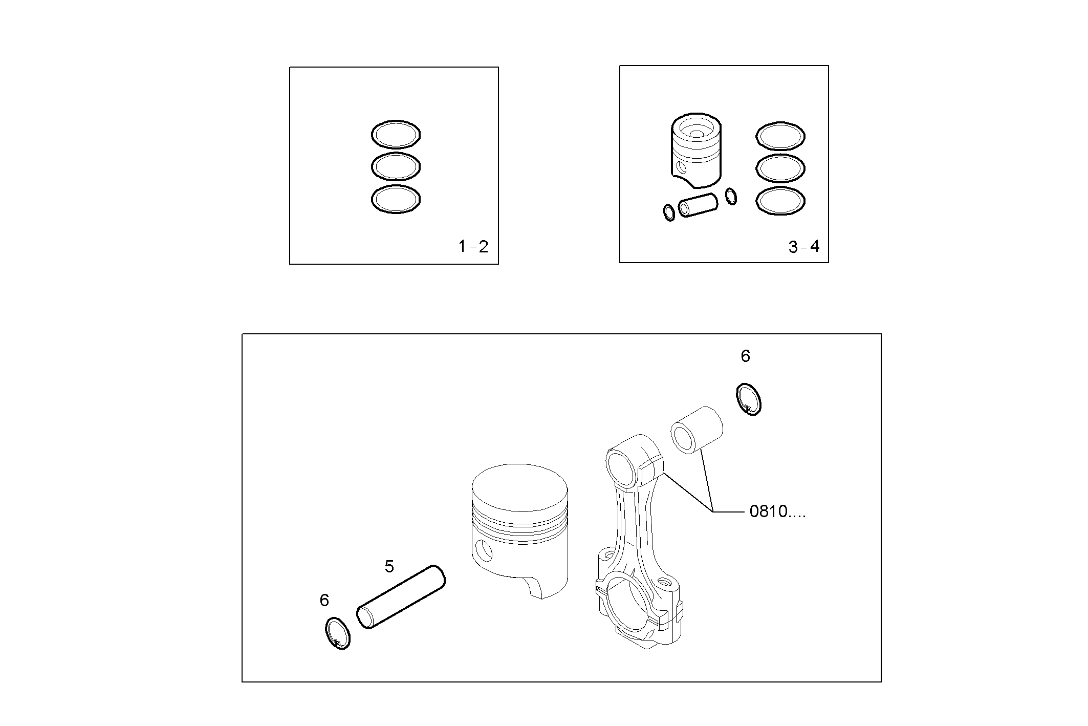 PISTON ASSY - PISTON RINGS - PISTON PIN parts diagram