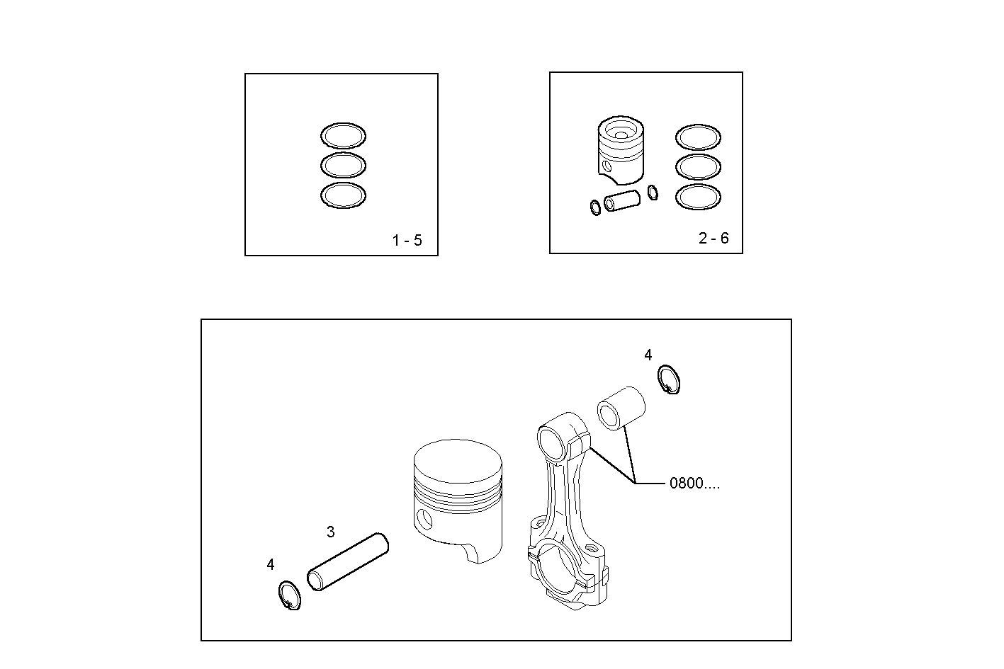 PISTON ASSY - PISTON RINGS - PISTON PIN parts diagram
