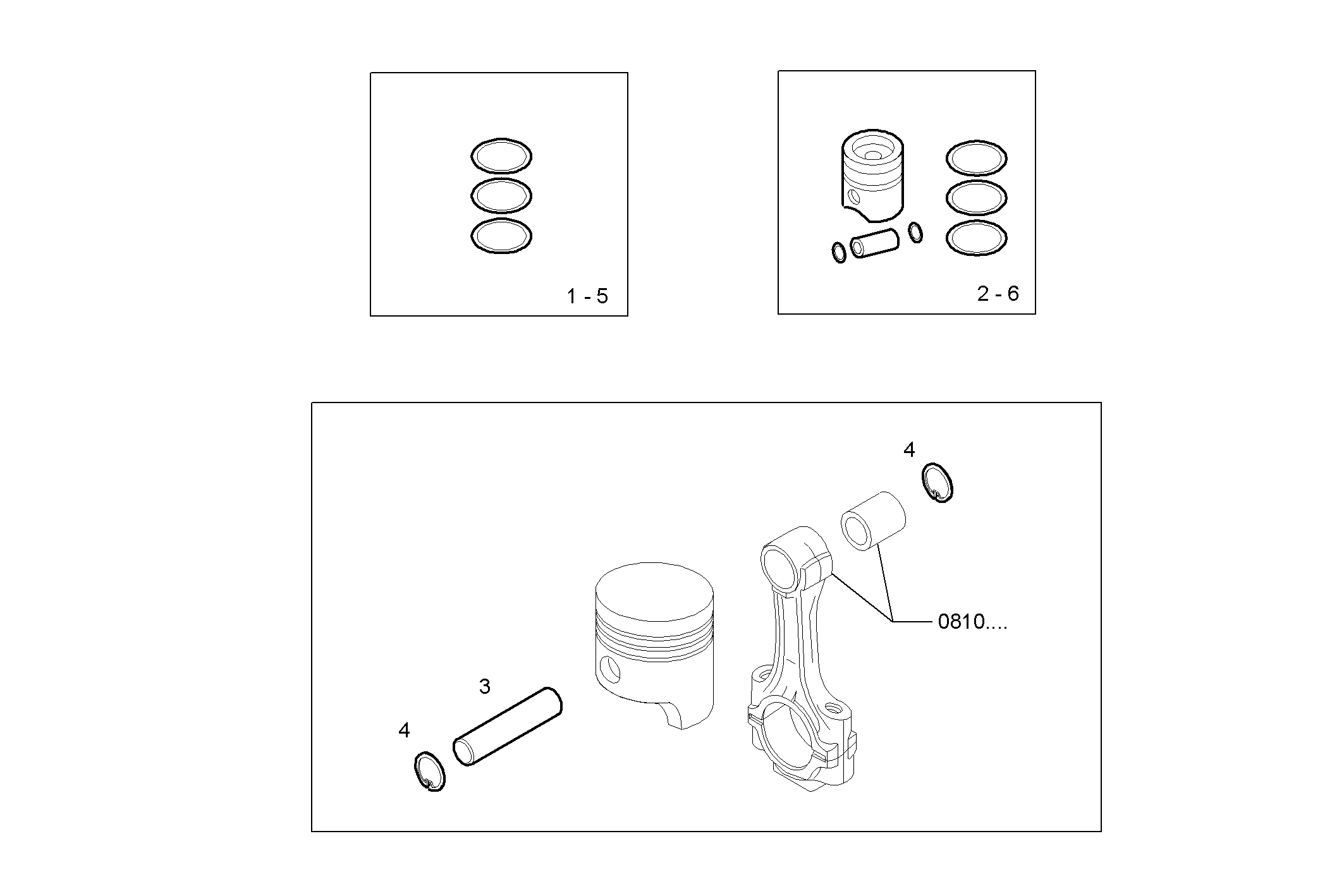 PISTON ASSY - PISTON RINGS - PISTON PIN parts diagram