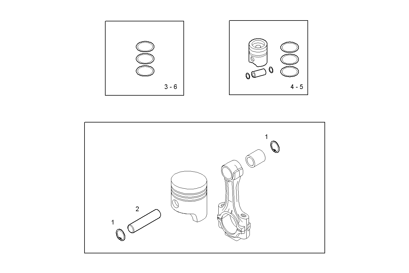 PISTON ASSY - PISTON RINGS - PISTON PIN parts diagram