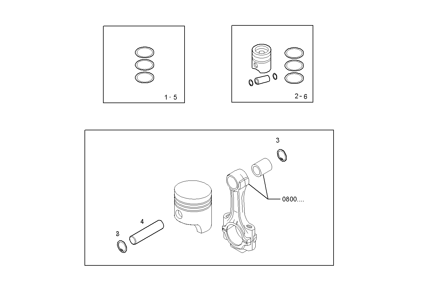 PISTON ASSY - PISTON RINGS - PISTON PIN parts diagram