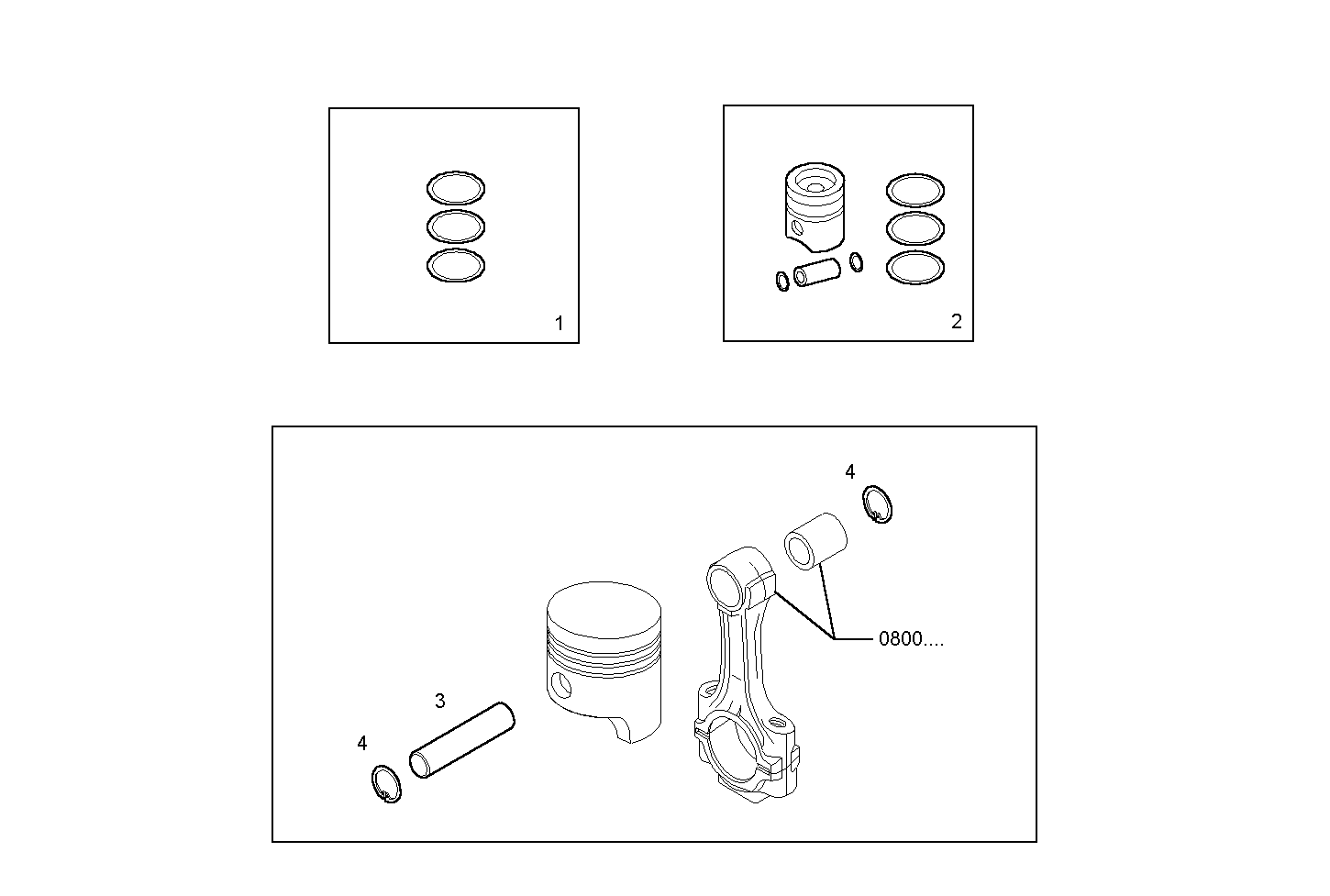 PISTON ASSY - PISTON RINGS - PISTON PIN parts diagram