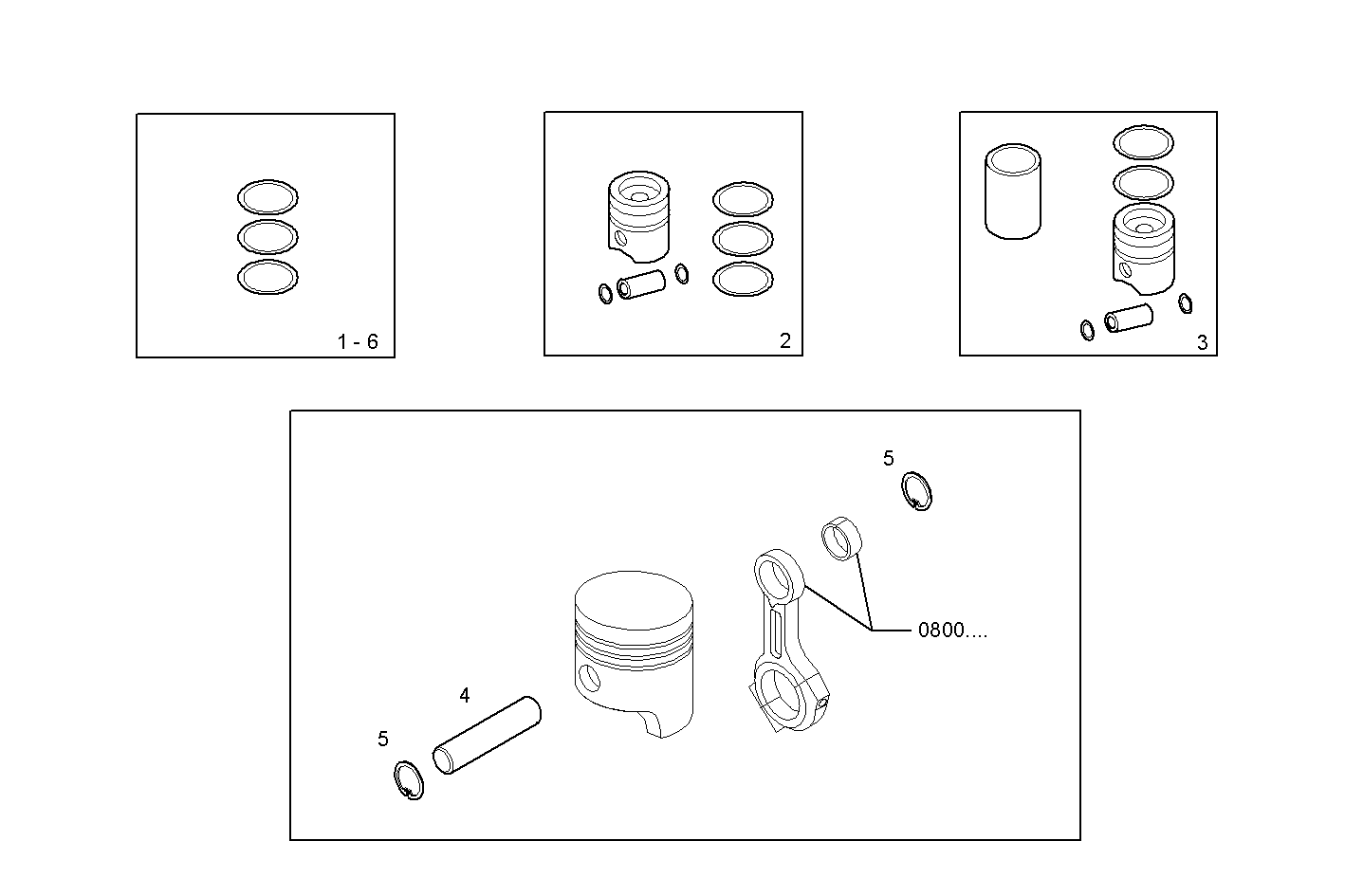 PISTON ASSY - PISTON RINGS - PISTON PIN parts diagram