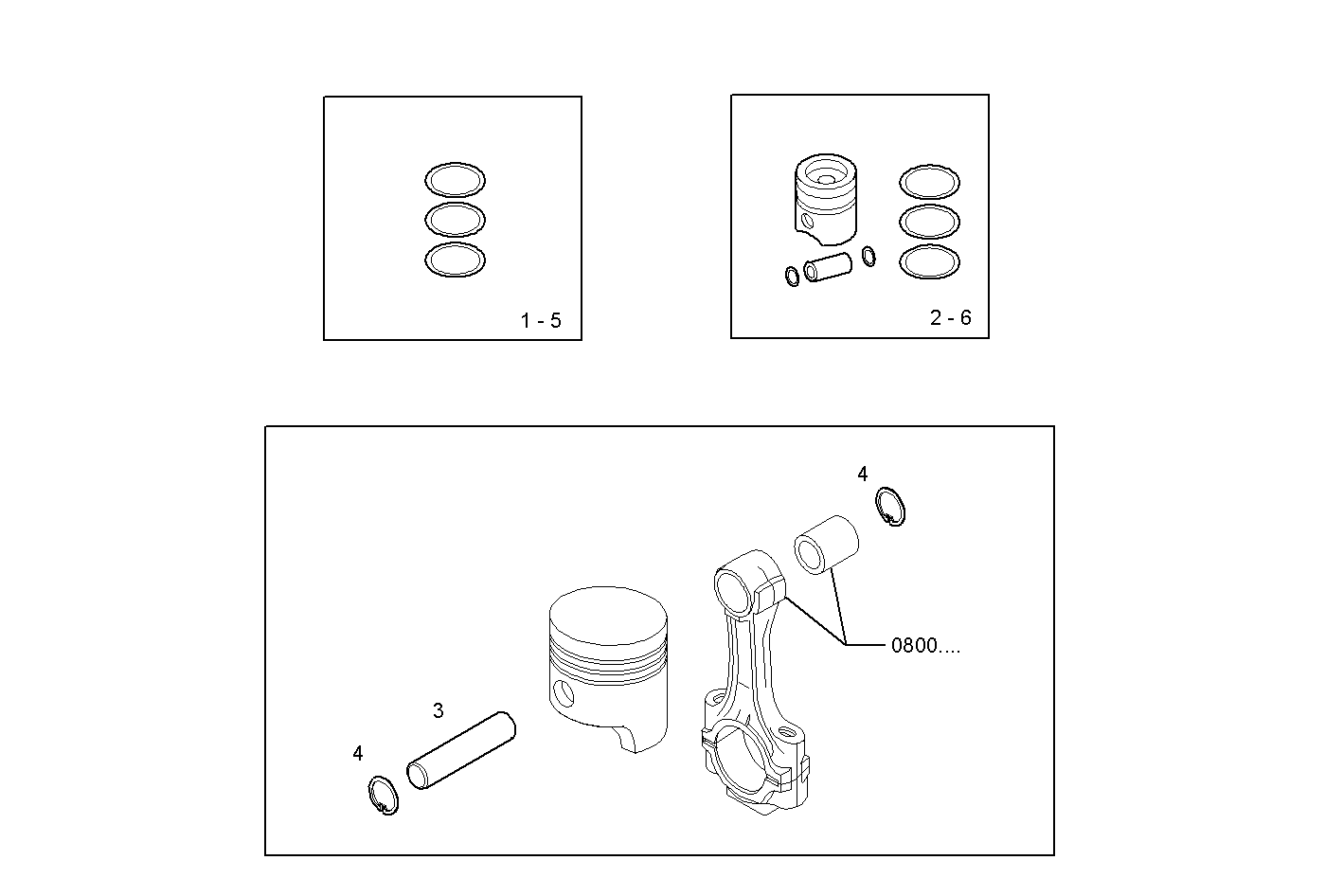 PISTON ASSY - PISTON RINGS - PISTON PIN parts diagram