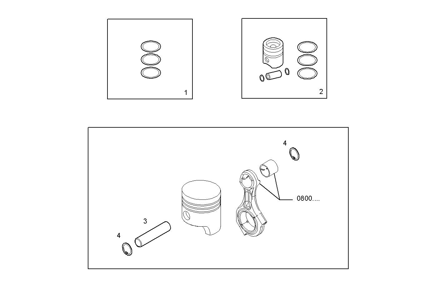 PISTON ASSY - PISTON RINGS - PISTON PIN parts diagram