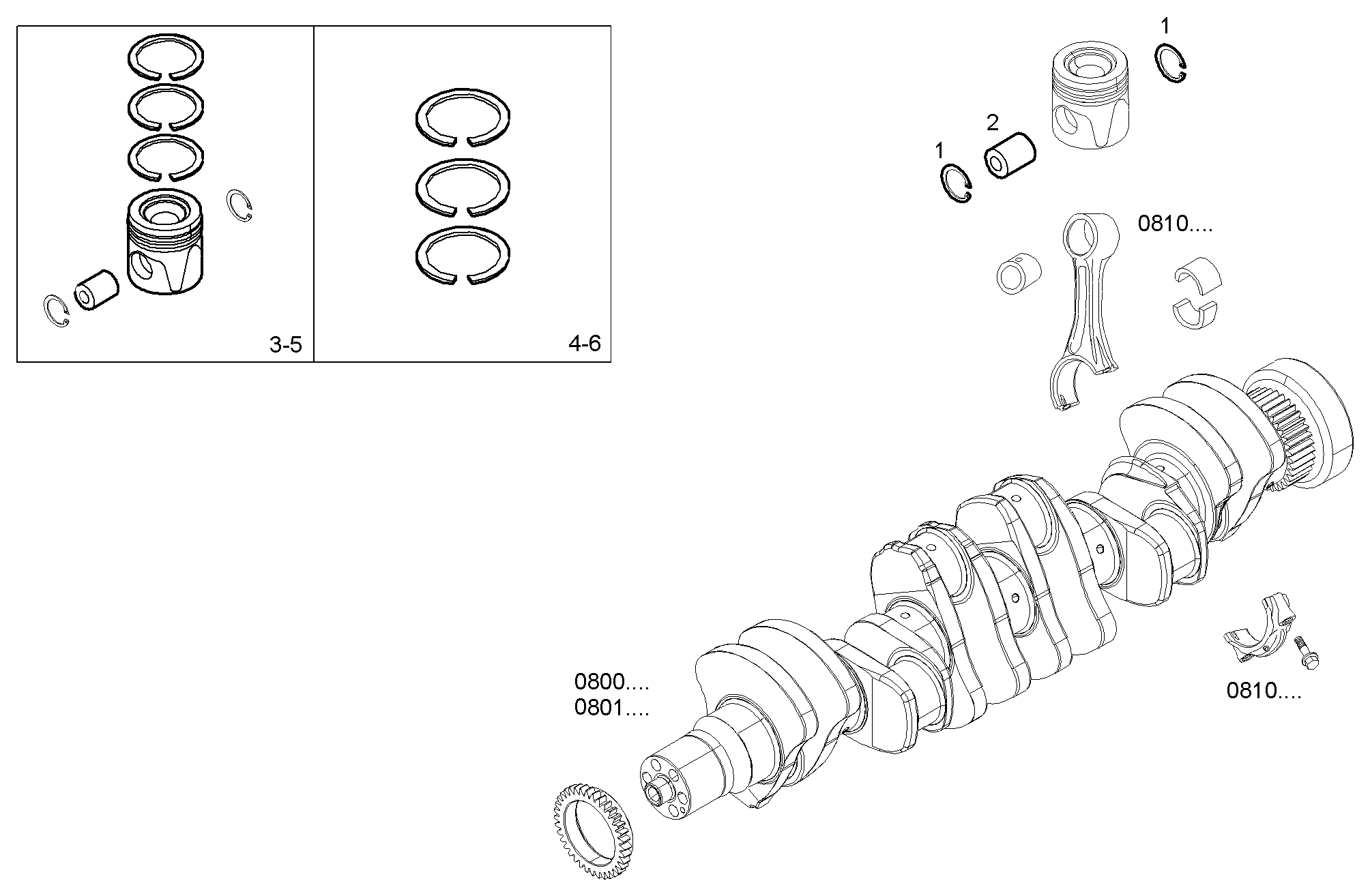 PISTON ASSY - PISTON RINGS - PISTON PIN parts diagram