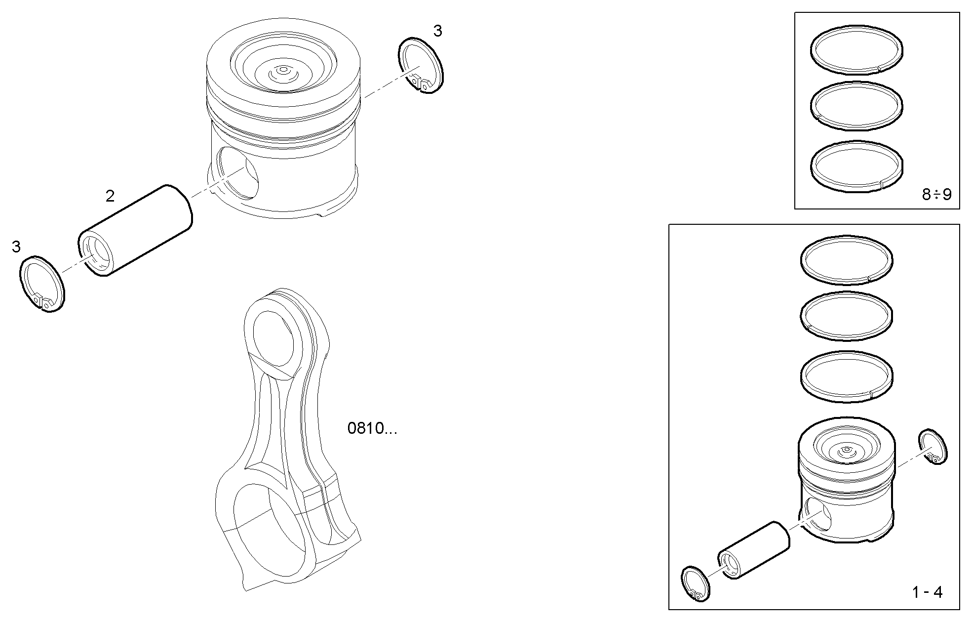 PISTON ASSY - PISTON RINGS - PISTON PIN parts diagram