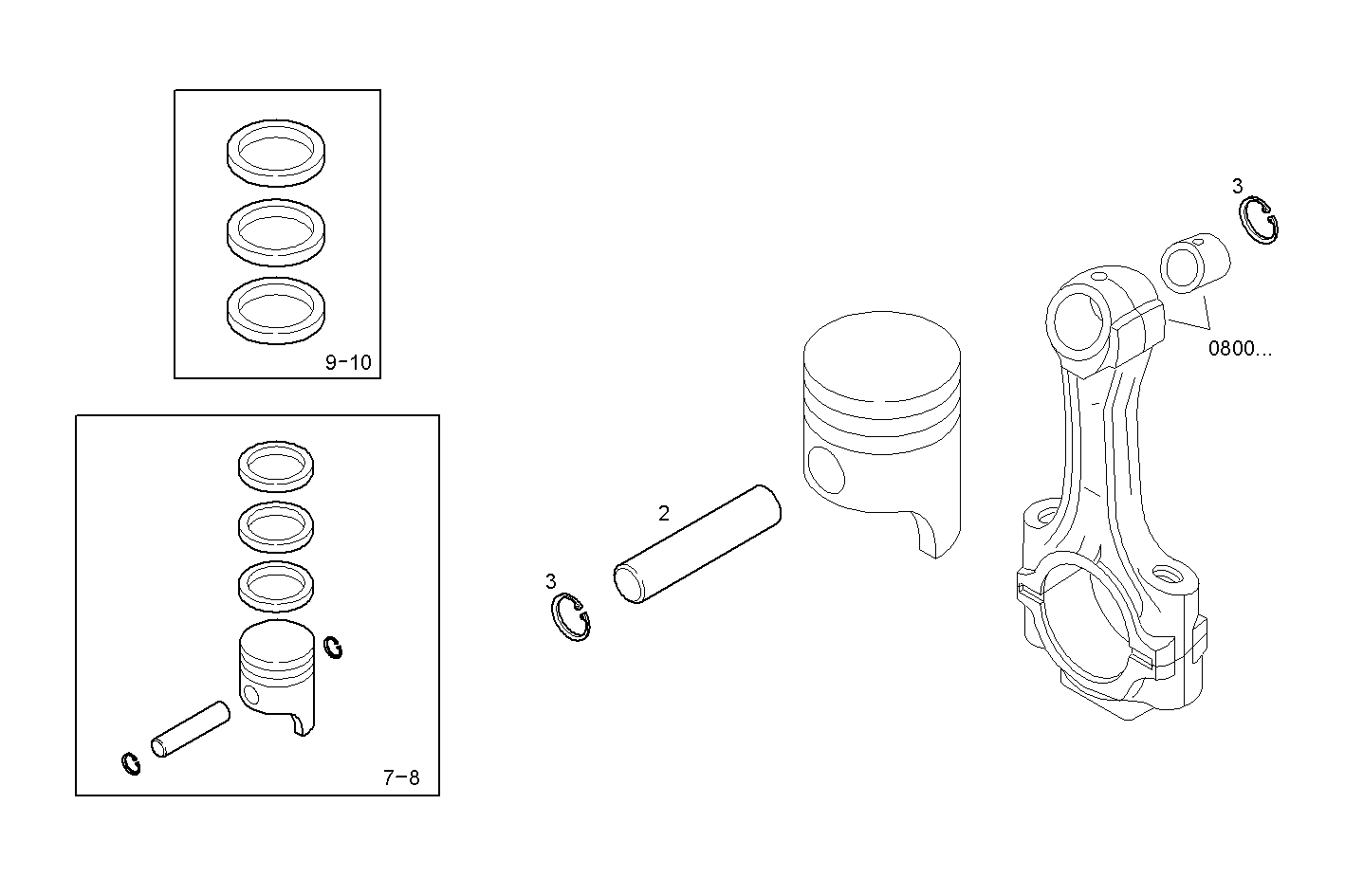 PISTON ASSY - PISTON RINGS - PISTON PIN parts diagram