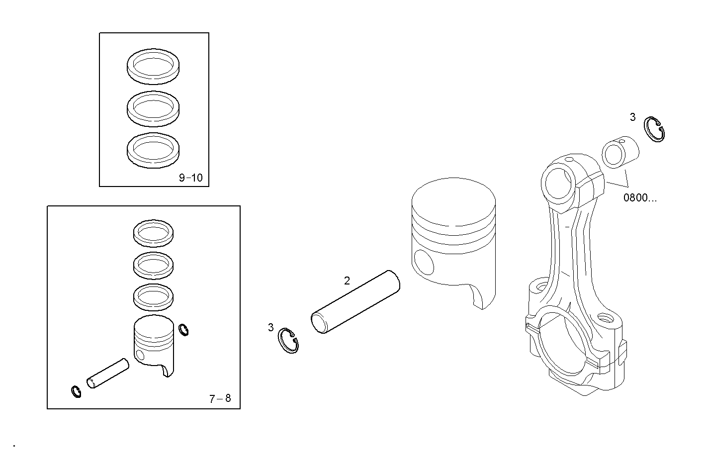 PISTON ASSY - PISTON RINGS - PISTON PIN parts diagram