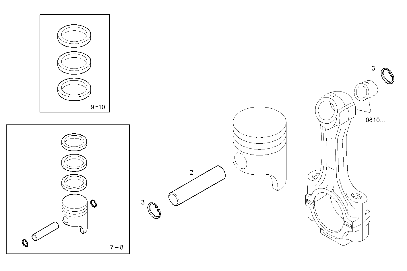 PISTON ASSY - PISTON RINGS - PISTON PIN parts diagram