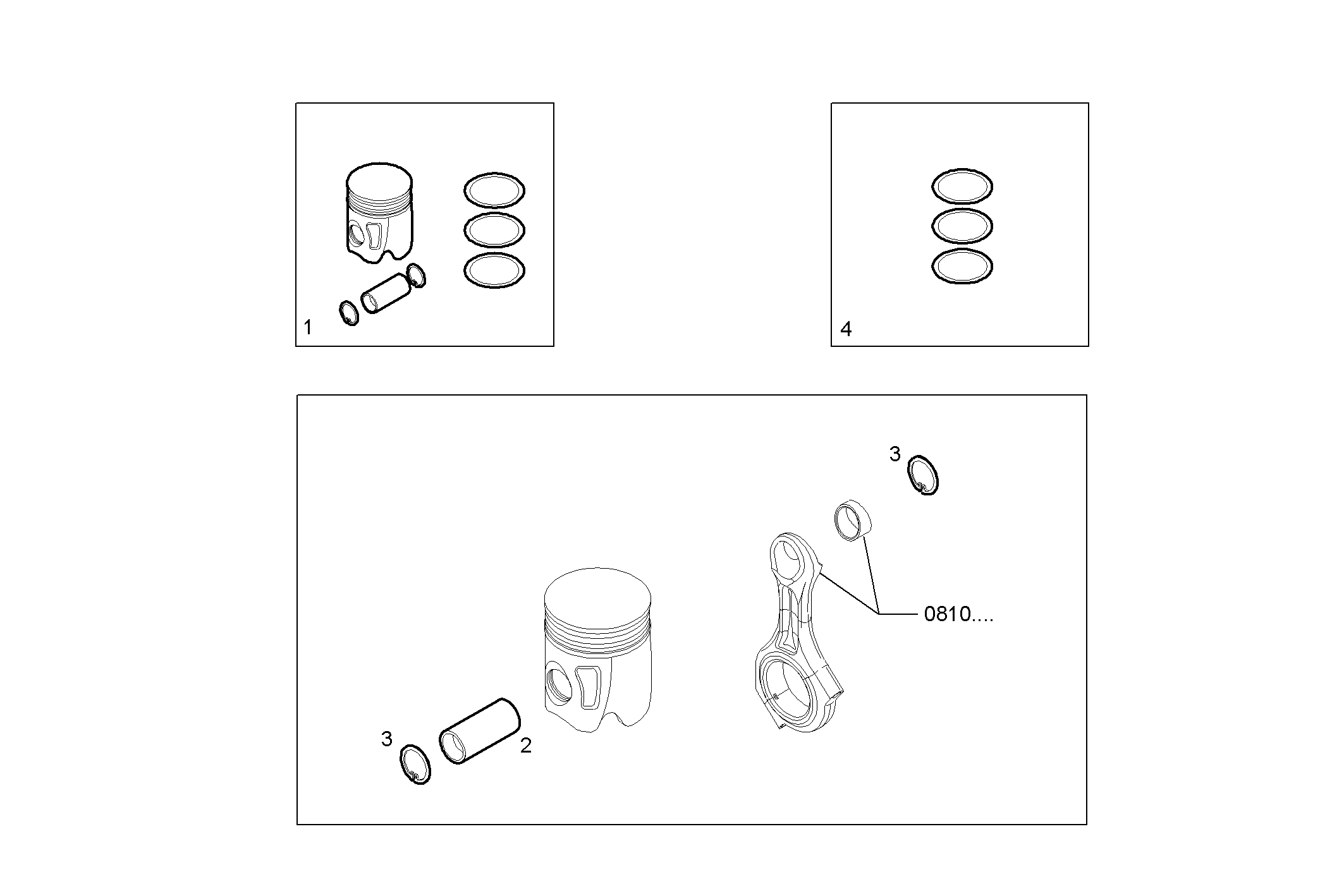 PISTON ASSY - PISTON RINGS - PISTON PIN parts diagram