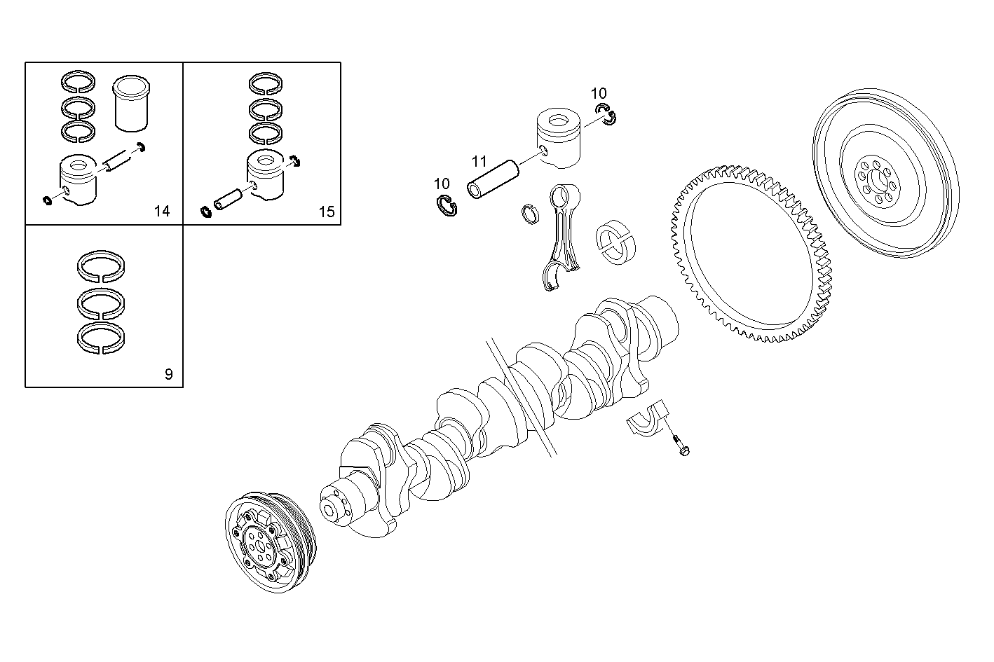 PISTON ASSY - PISTON RINGS - PISTON PIN parts diagram