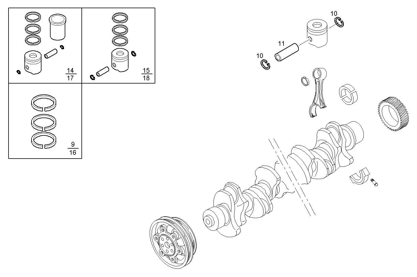 PISTON ASSY - PISTON RINGS - PISTON PIN parts diagram