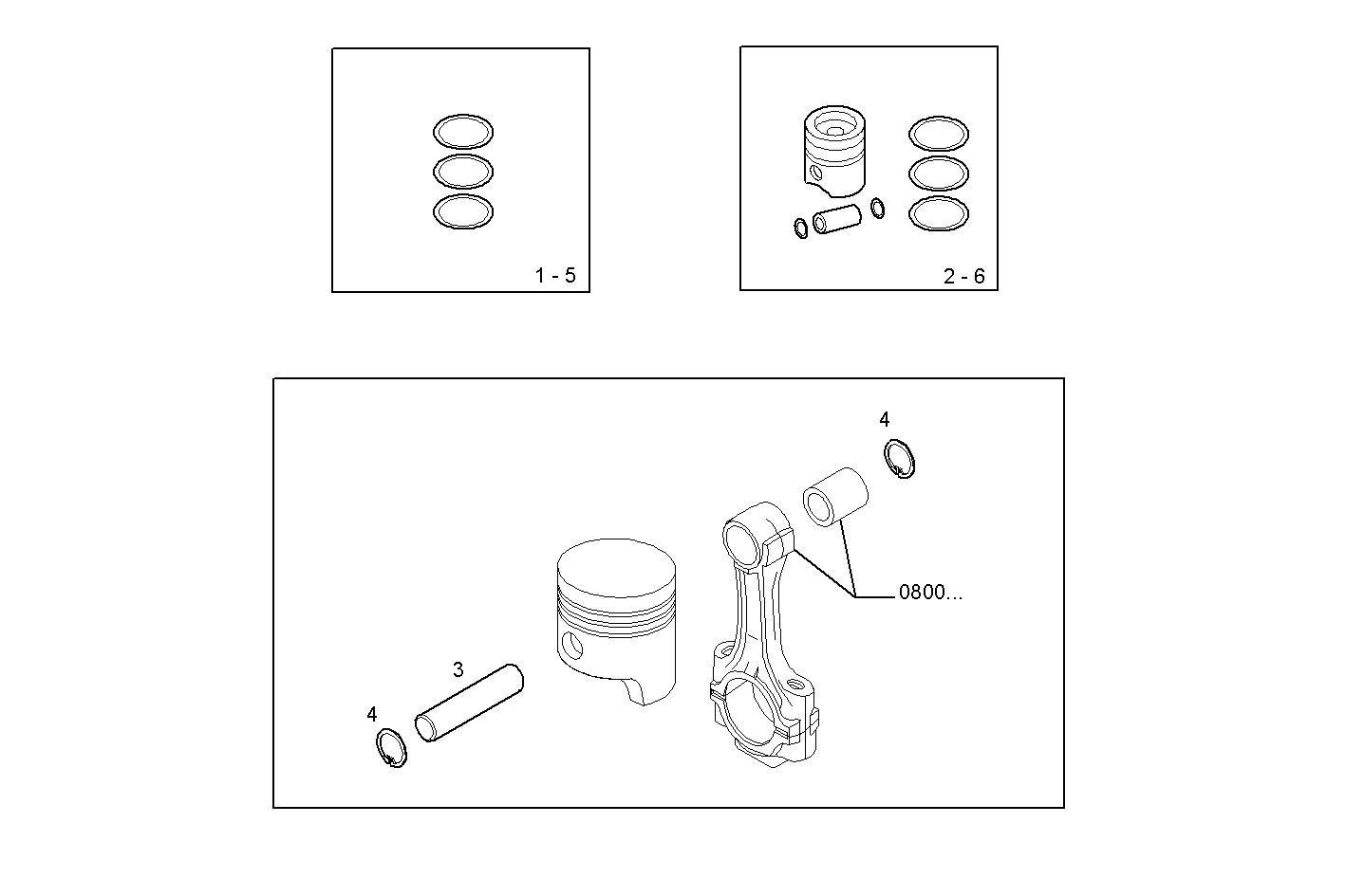 PISTON ASSY - PISTON RINGS - PISTON PIN parts diagram
