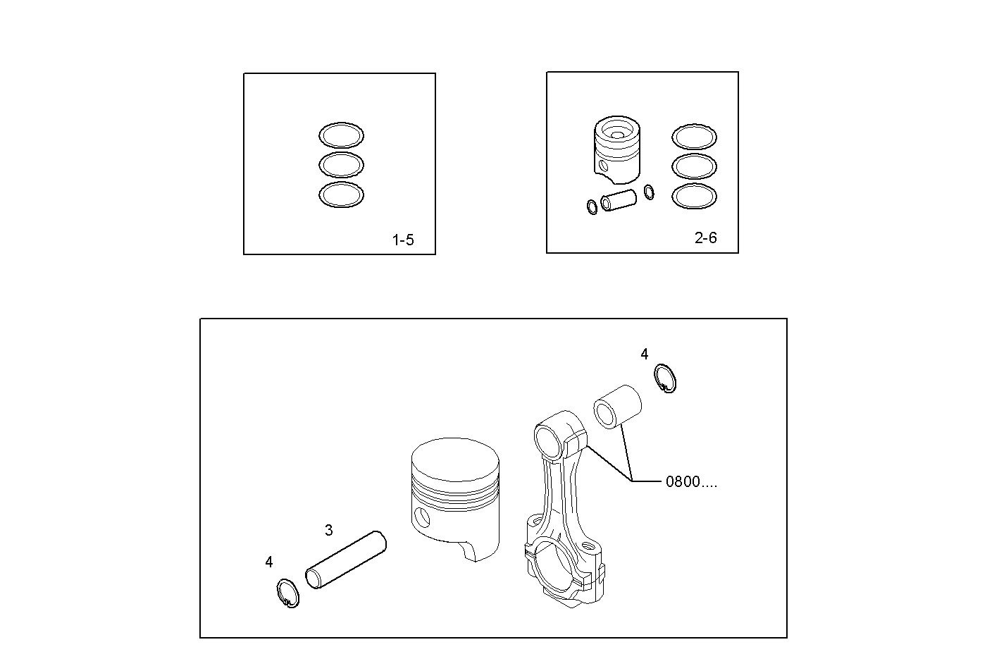 PISTON ASSY - PISTON RINGS - PISTON PIN parts diagram