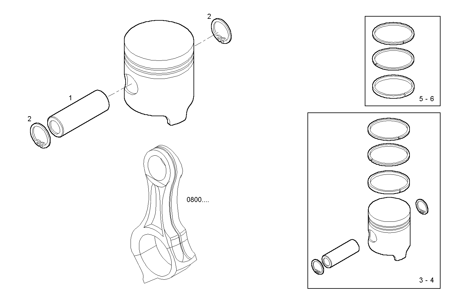 PISTON ASSY - PISTON RINGS - PISTON PIN parts diagram