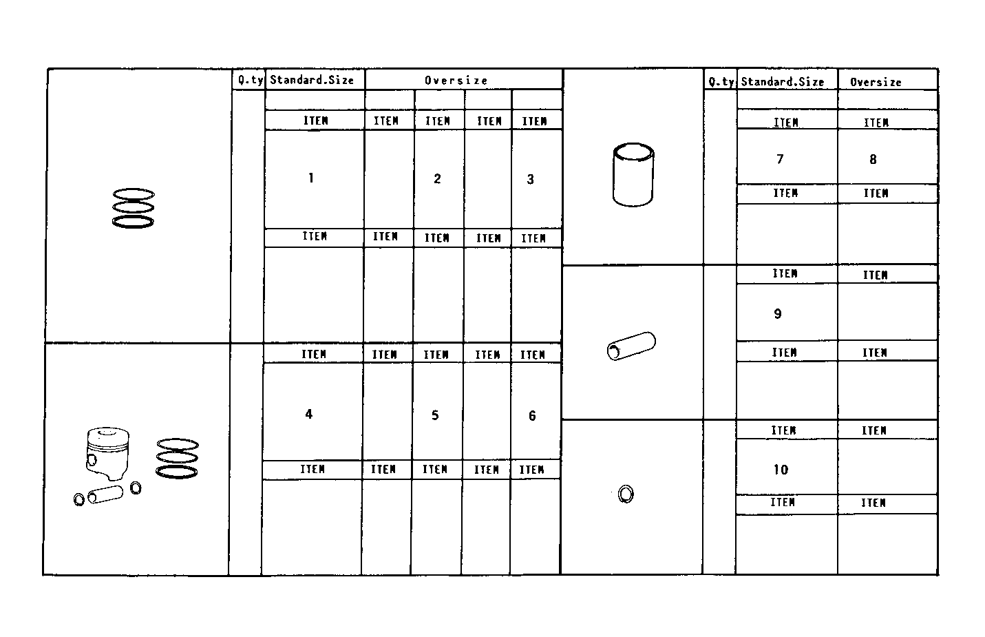 PISTON ASSY - PISTON RINGS - PISTON PIN parts diagram