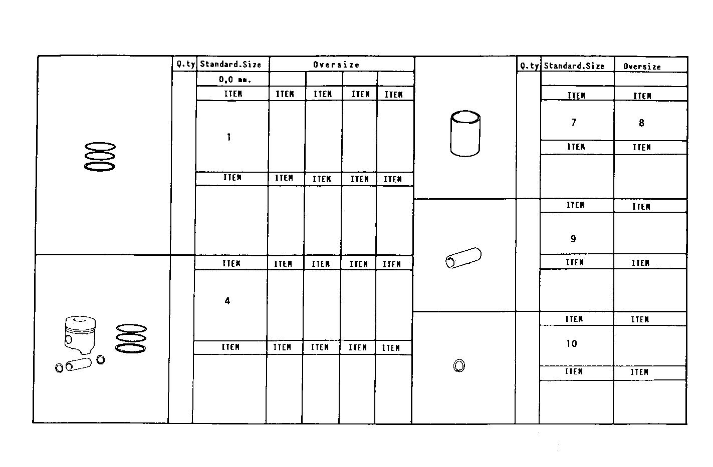 PISTON ASSY - PISTON RINGS - PISTON PIN parts diagram
