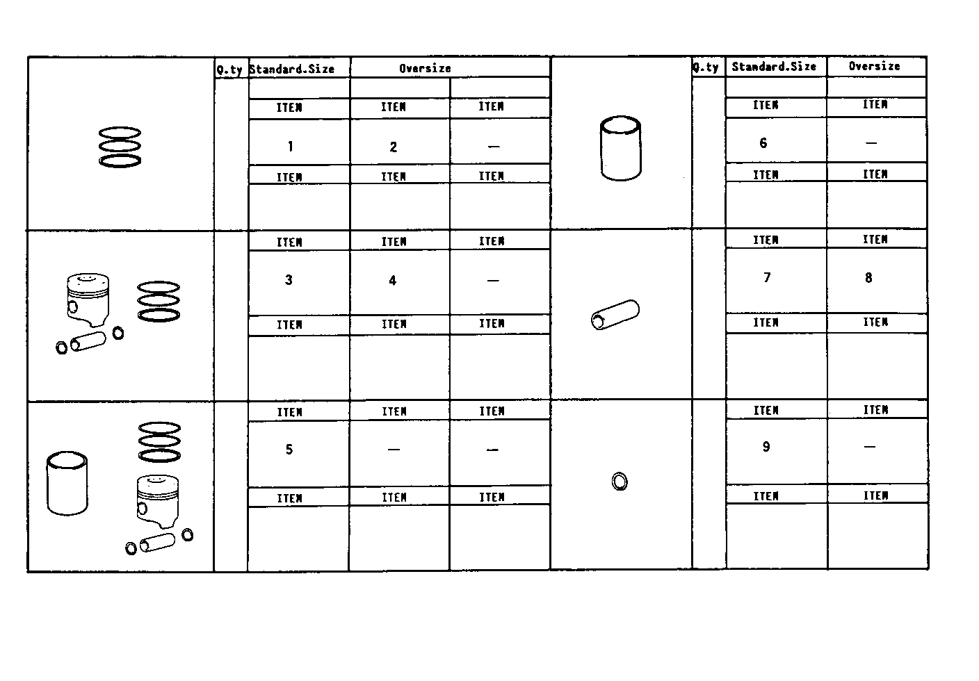 PISTON ASSY - PISTON RINGS - PISTON PIN parts diagram
