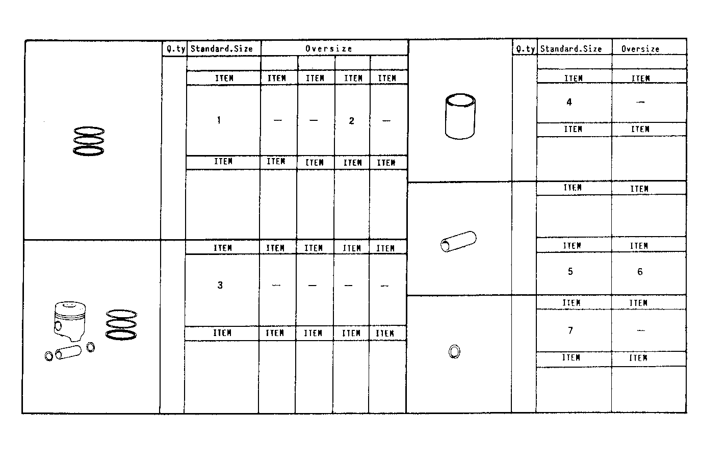PISTON ASSY - PISTON RINGS - PISTON PIN parts diagram