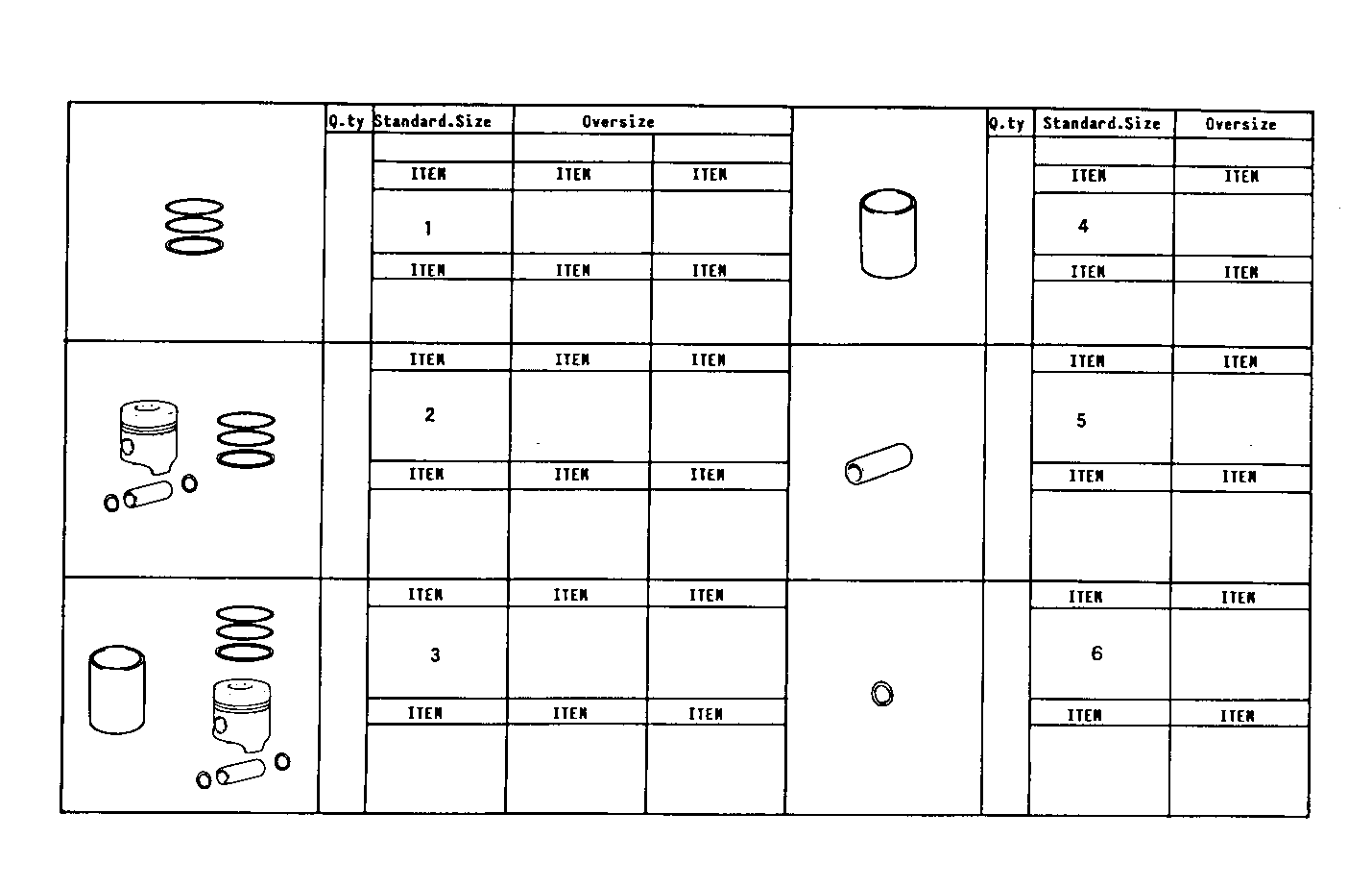 PISTON ASSY - PISTON RINGS - PISTON PIN parts diagram
