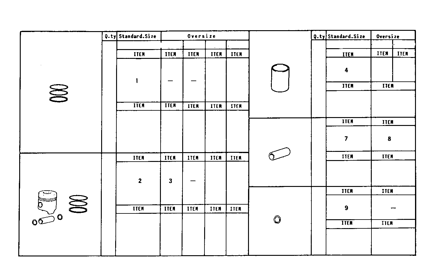 PISTON ASSY - PISTON RINGS - PISTON PIN parts diagram