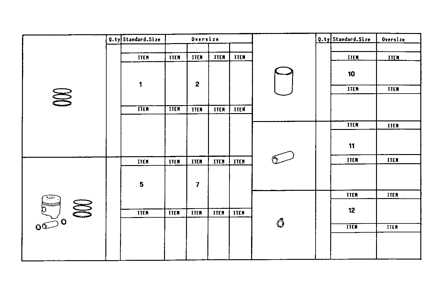 PISTON ASSY - PISTON RINGS - PISTON PIN parts diagram