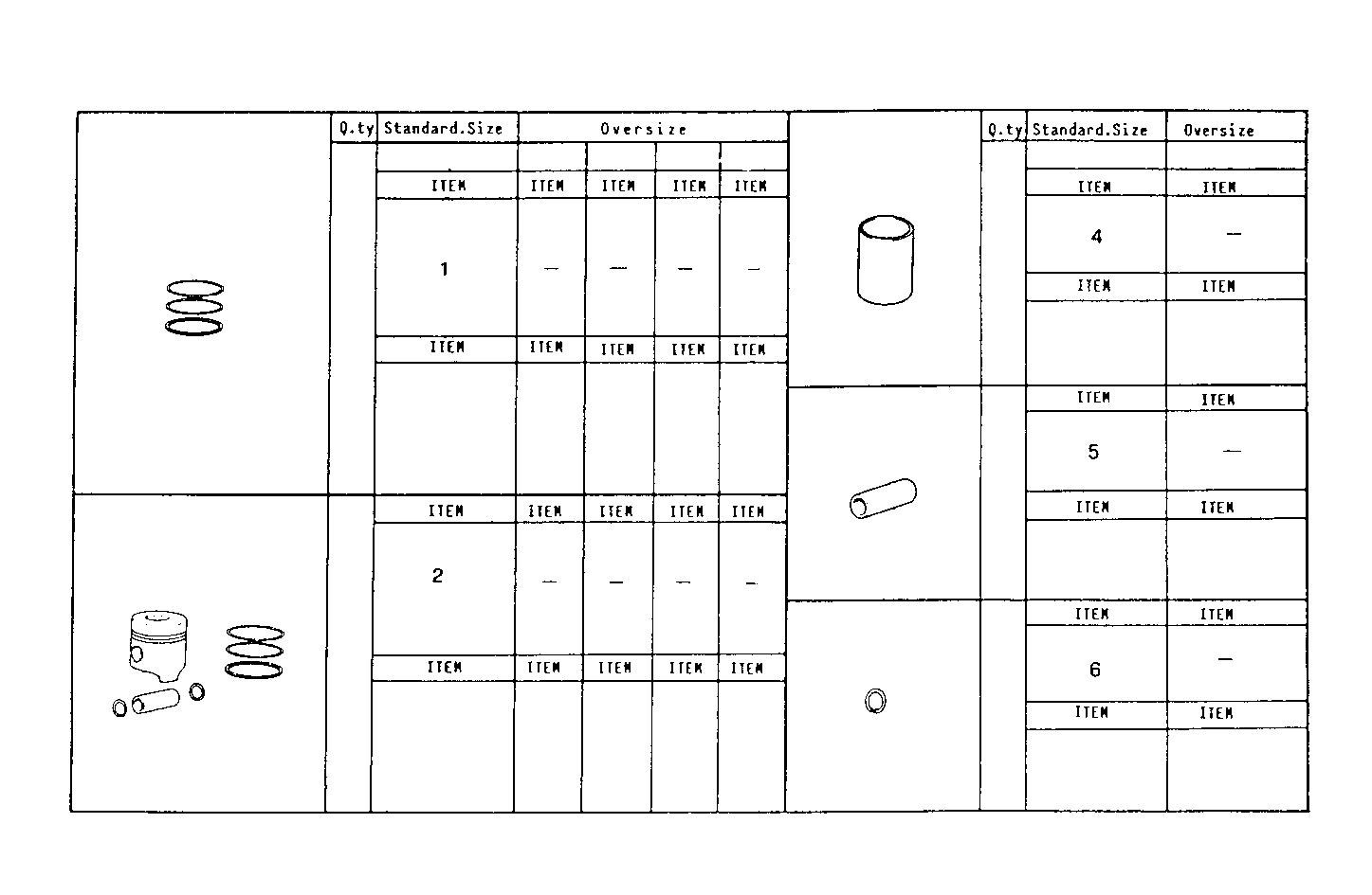PISTON ASSY - PISTON RINGS - PISTON PIN parts diagram