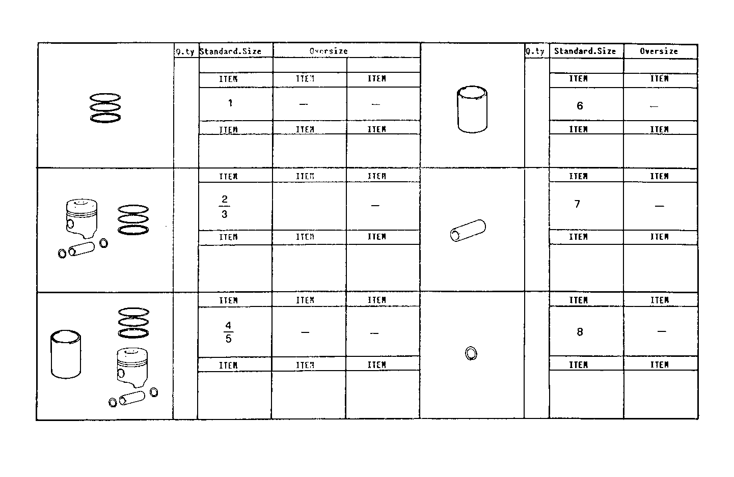 PISTON ASSY - PISTON RINGS - PISTON PIN parts diagram
