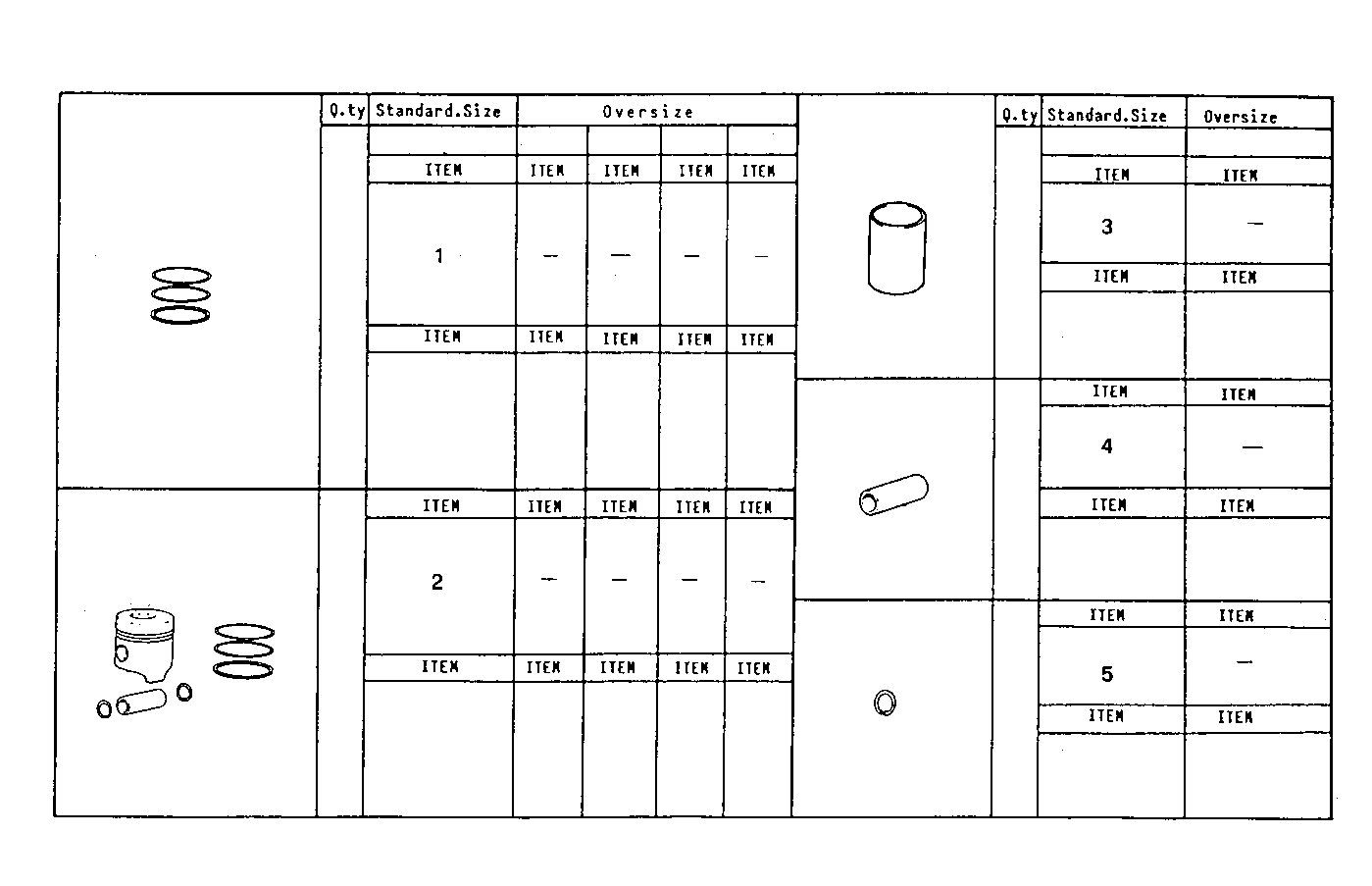 PISTON ASSY - PISTON RINGS - PISTON PIN parts diagram