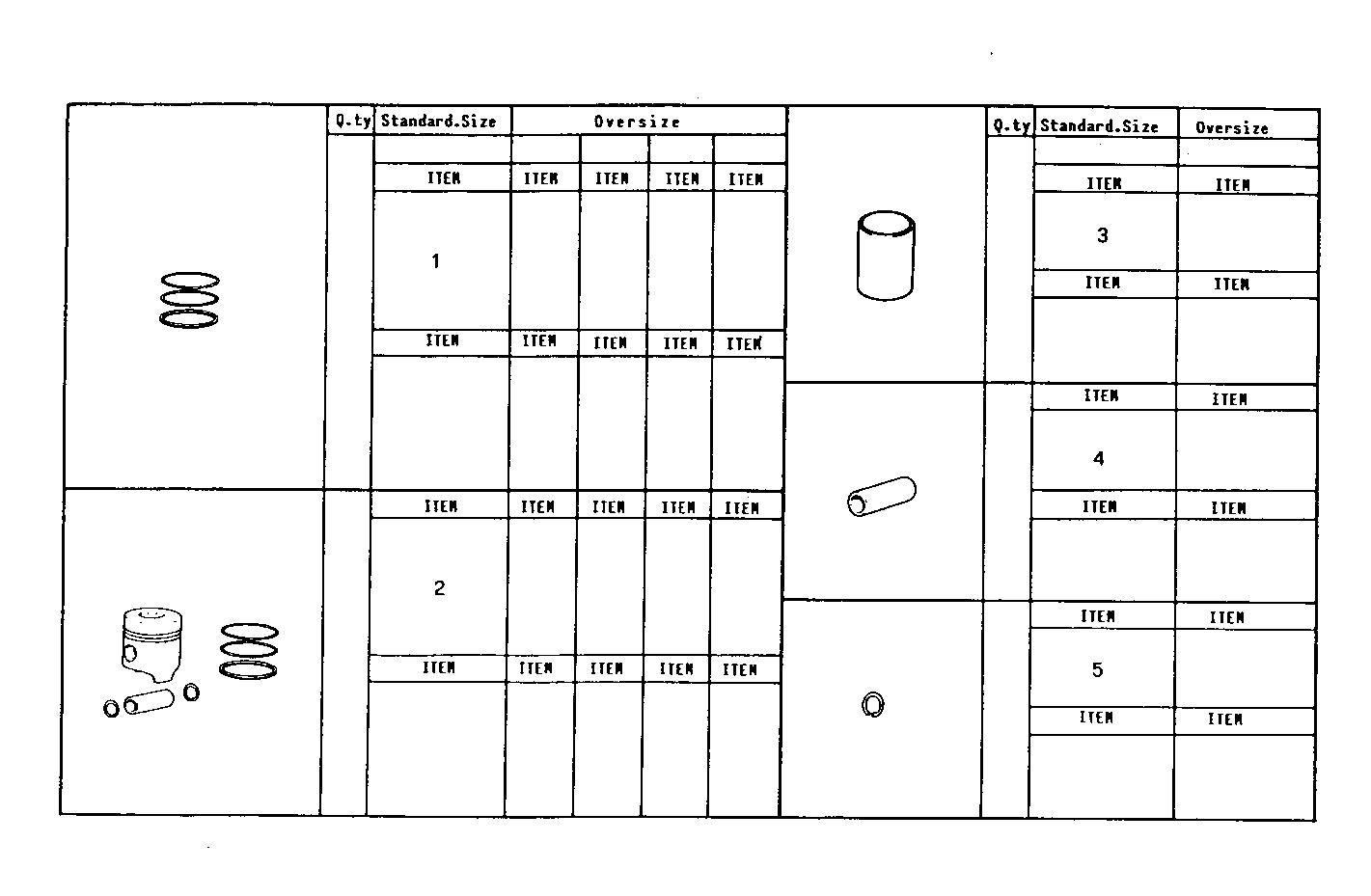 PISTON ASSY - PISTON RINGS - PISTON PIN parts diagram