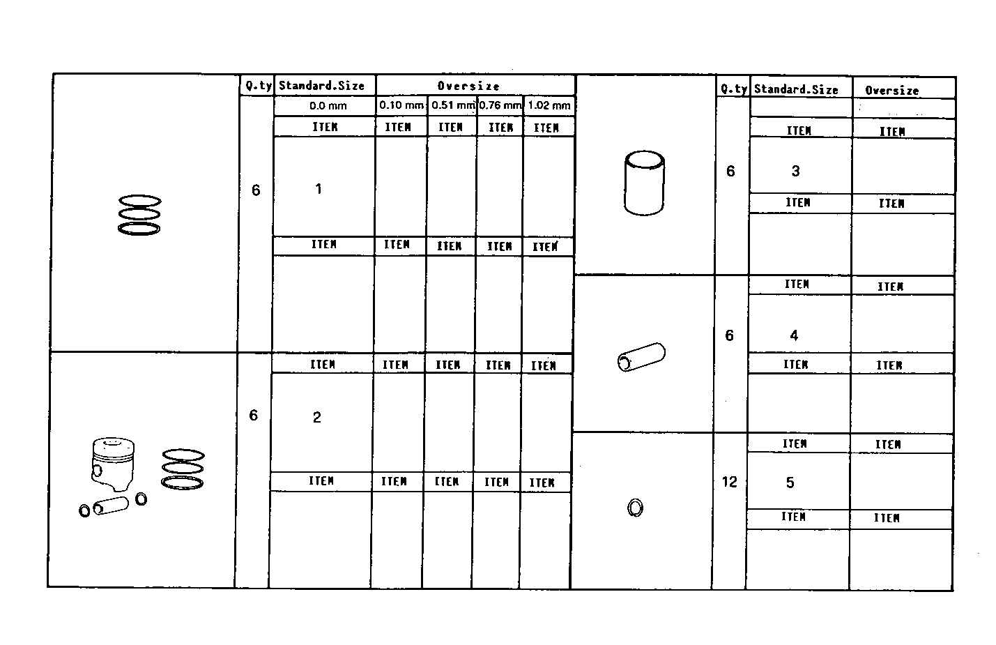 PISTON ASSY - PISTON RINGS - PISTON PIN parts diagram