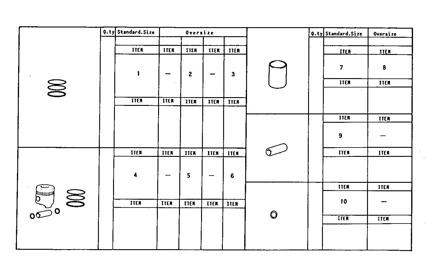 PISTON ASSY - PISTON RINGS - PISTON PIN parts diagram