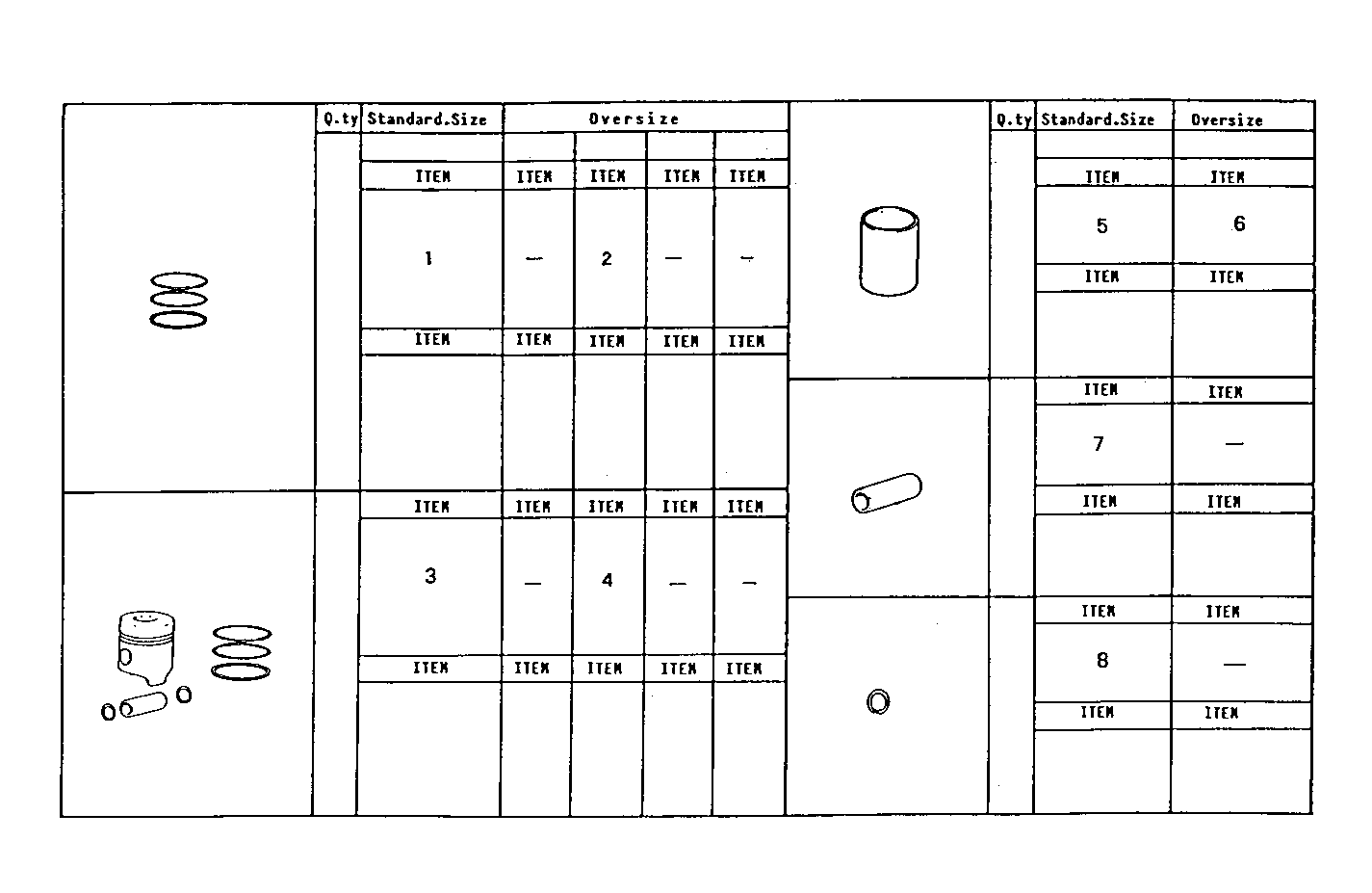 PISTON ASSY - PISTON RINGS - PISTON PIN parts diagram