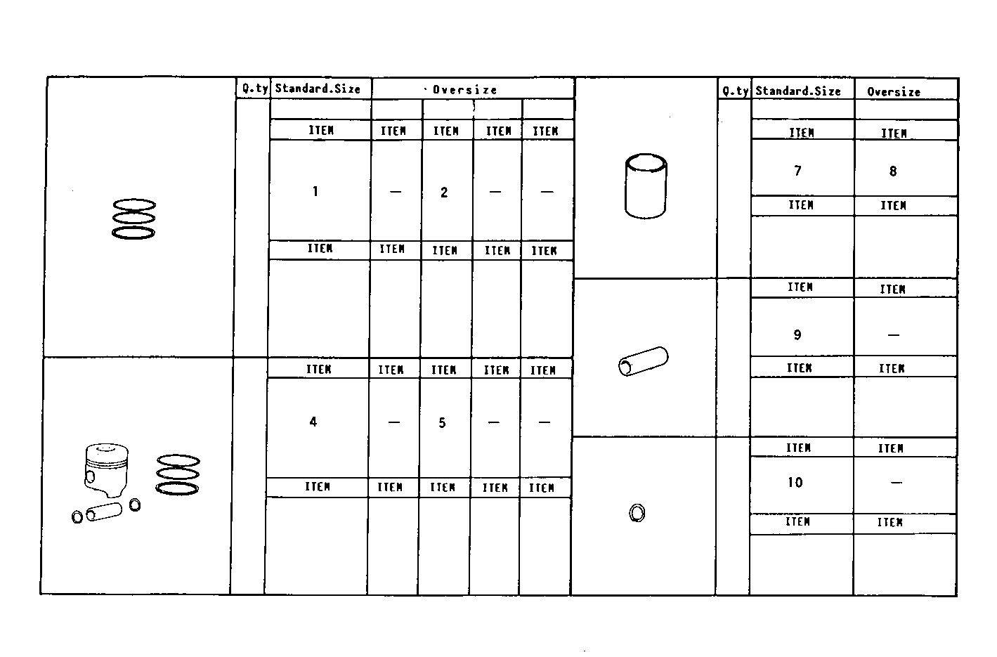PISTON ASSY - PISTON RINGS - PISTON PIN parts diagram