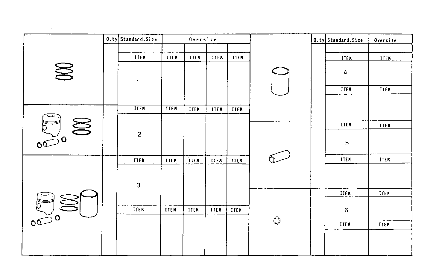 PISTON ASSY - PISTON RINGS - PISTON PIN parts diagram